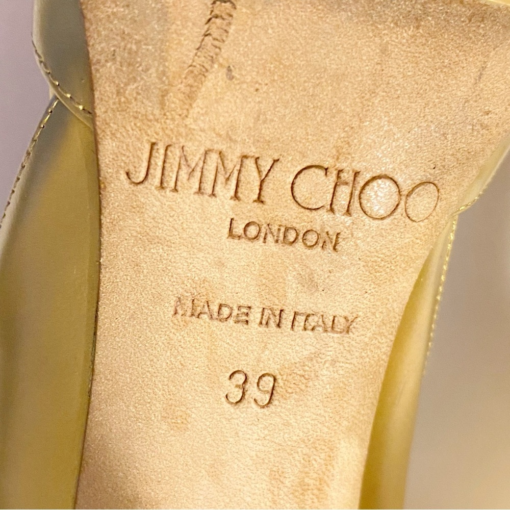 JIMMY CHOO METALLIC GOLD POINTED TOE METAL HIGH HEEL PUMPS - Picture 11 of 13